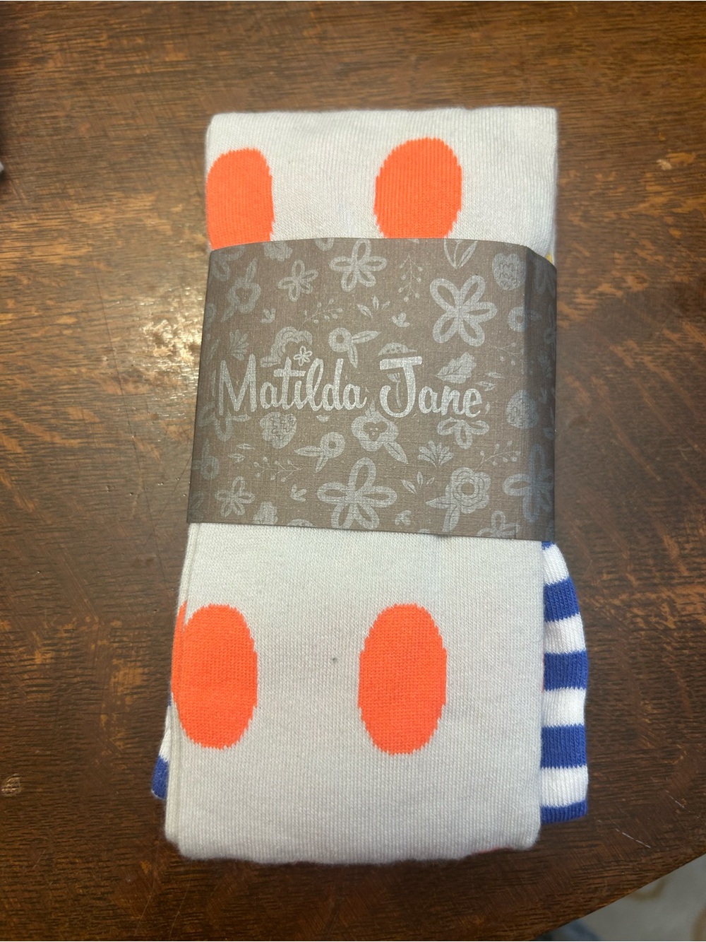 Matilda Jane White Socks with Bright Orange Dots
